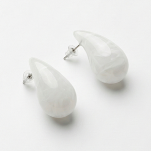 The "Blush Swirl" Teardrop Studs -Marble Resin Earrings