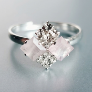 Adjustable Pink & Clear Rhombus Cluster Ring