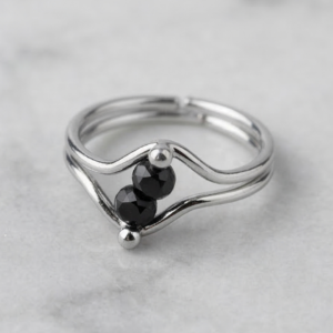 Black Dual-Stone Bypass Ring