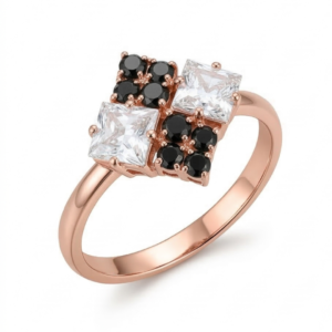 Gold Rhombus Cluster Ring - Black