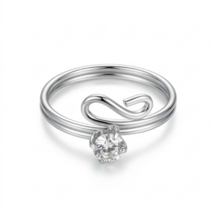 Silver-Tone Infinity Wrap Solitaire Ring