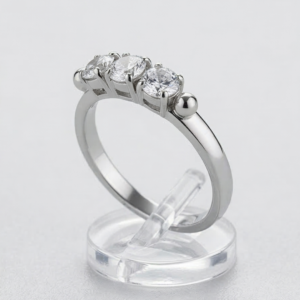 Silver-Tone Three-Stone Anniversary Fashion Ring