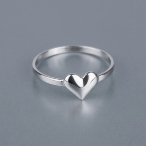 Minimalist Silver-Tone Heart Fashion Ring