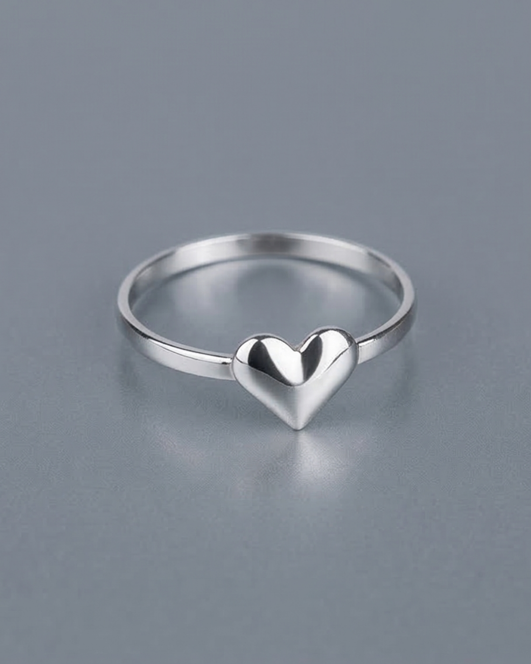 Minimalist Silver-Tone Heart Fashion Ring