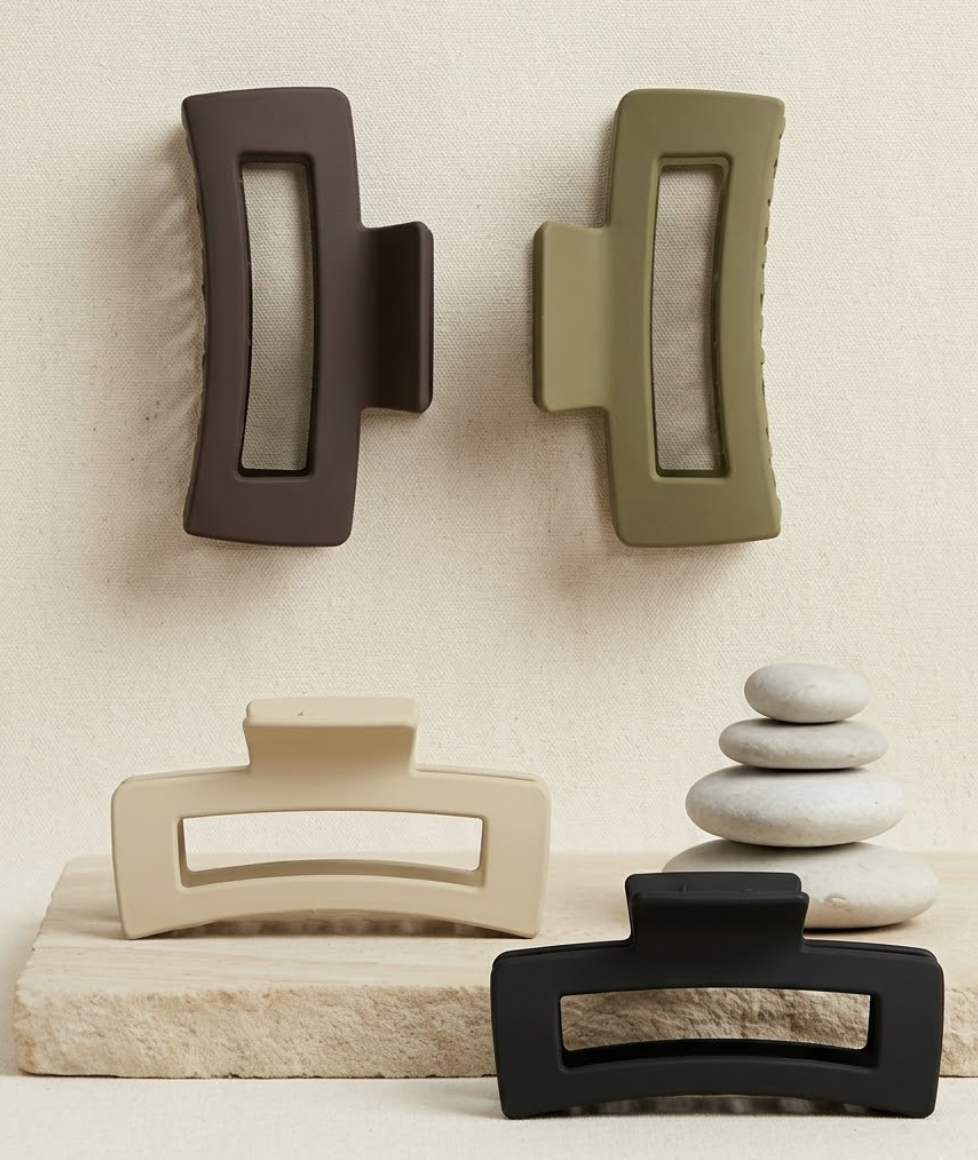 Large Matte Rectangular Clip for Hair